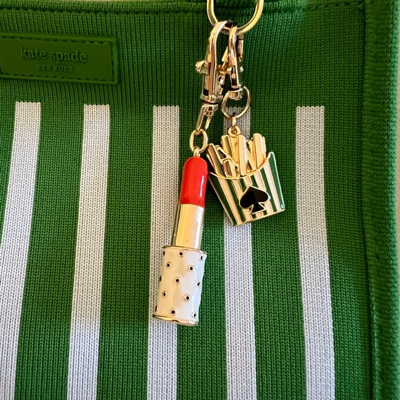 Kate Spade Green and White Striped Tote - Picture 2 of 6